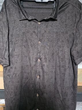 John Varvatos Charcoal Button-Down Short Sleeve Shirt